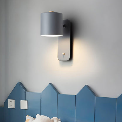 Wall Lamp Scandinavian with Rotatable Cylindrical Shade and Built-In Switch