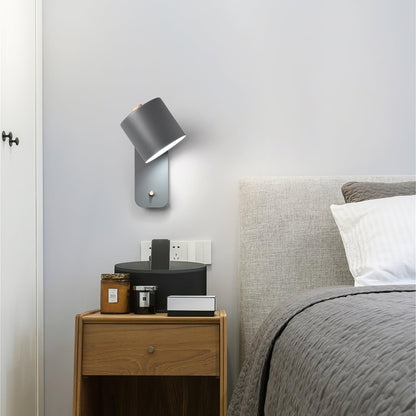 Wall Lamp Scandinavian with Rotatable Cylindrical Shade and Built-In Switch