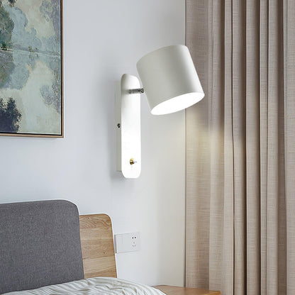 Wall Lamp Scandinavian with Rotatable Cylindrical Shade and Built-In Switch