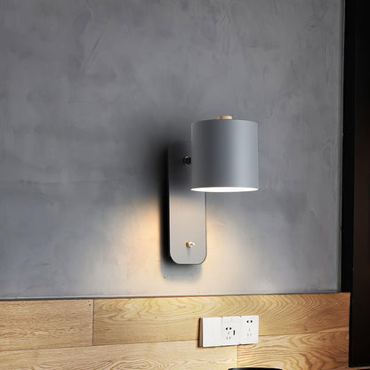 Wall Lamp Scandinavian with Rotatable Cylindrical Shade and Built-In Switch