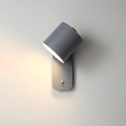 Wall Lamp Scandinavian with Rotatable Cylindrical Shade and Built-In Switch