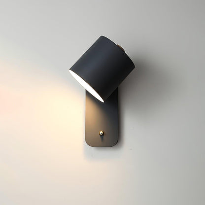 Wall Lamp Scandinavian with Rotatable Cylindrical Shade and Built-In Switch
