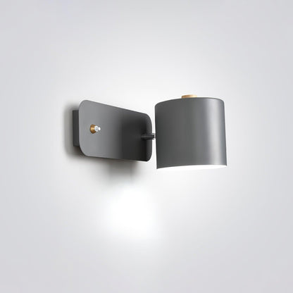 Wall Lamp Scandinavian with Rotatable Cylindrical Shade and Built-In Switch