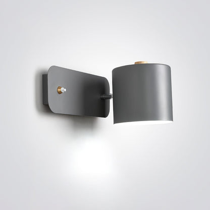 Wall Lamp Scandinavian with Rotatable Cylindrical Shade and Built-In Switch
