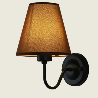 Wall Lamp Scandinavian with Tapered Fabric Shade and Curved Arm