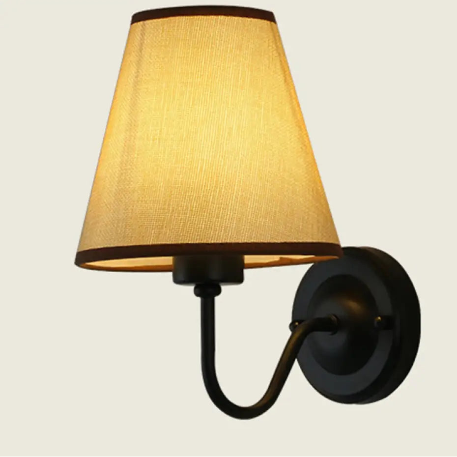 Wall Lamp Scandinavian with Tapered Fabric Shade and Curved Arm