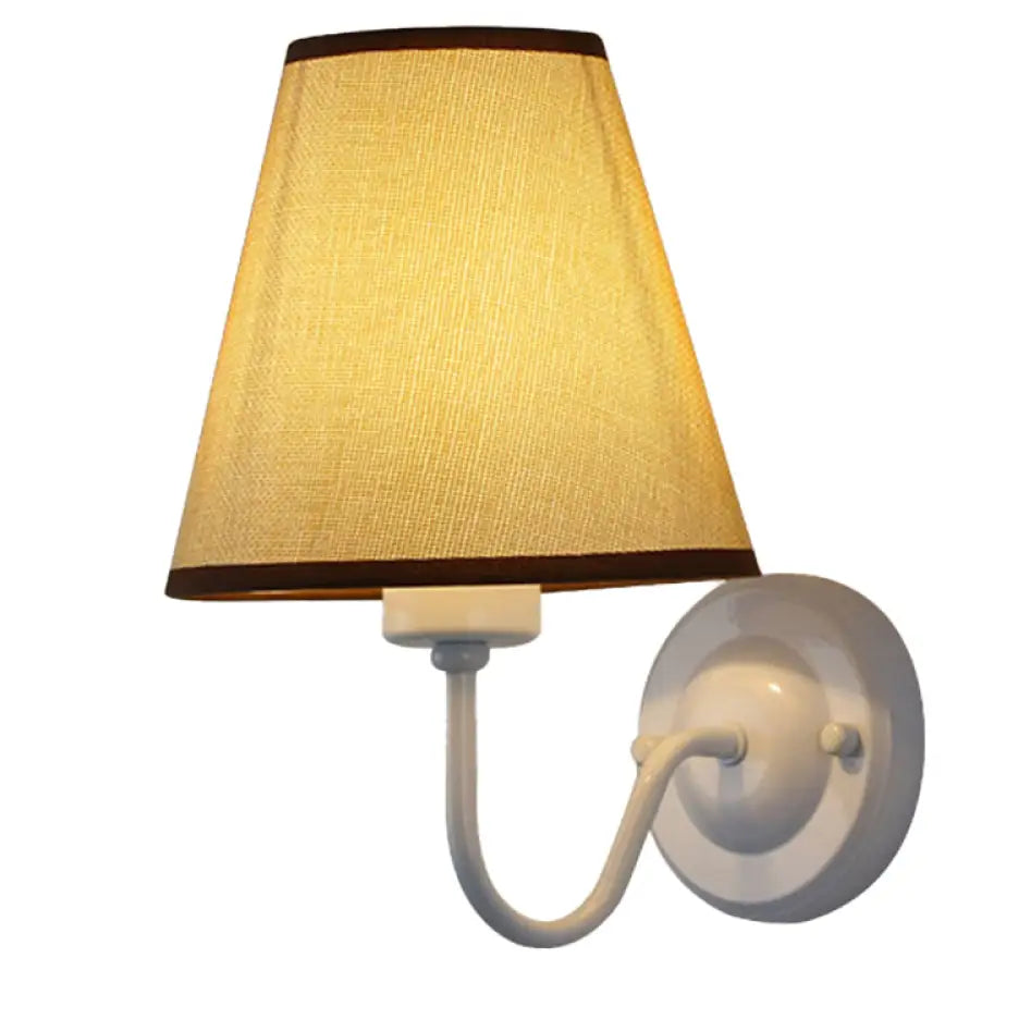 Wall Lamp Scandinavian with Tapered Fabric Shade and Curved Arm