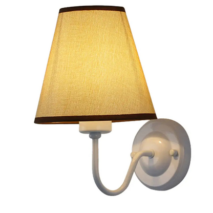 Wall Lamp Scandinavian with Tapered Fabric Shade and Curved Arm