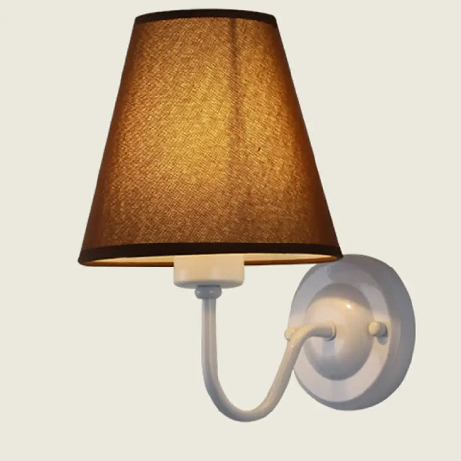 Wall Lamp Scandinavian with Tapered Fabric Shade and Curved Arm