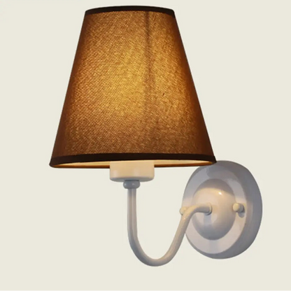 Wall Lamp Scandinavian with Tapered Fabric Shade and Curved Arm