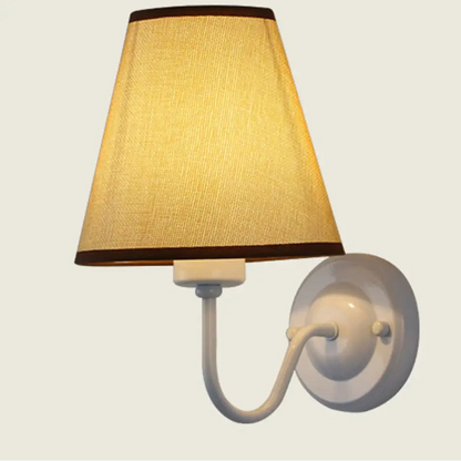 Wall Lamp Scandinavian with Tapered Fabric Shade and Curved Arm
