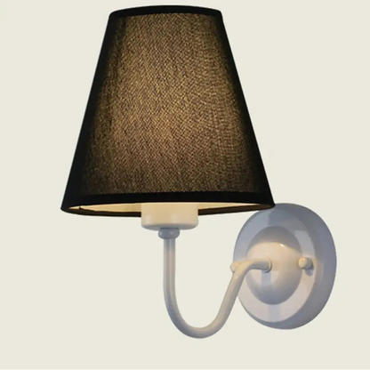 Wall Lamp Scandinavian with Tapered Fabric Shade and Curved Arm