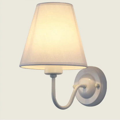 Wall Lamp Scandinavian with Tapered Fabric Shade and Curved Arm