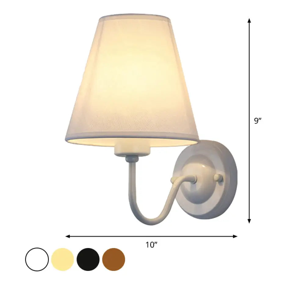 Wall Lamp Scandinavian with Tapered Fabric Shade and Curved Arm