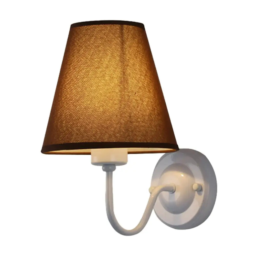 Wall Lamp Scandinavian with Tapered Fabric Shade and Curved Arm