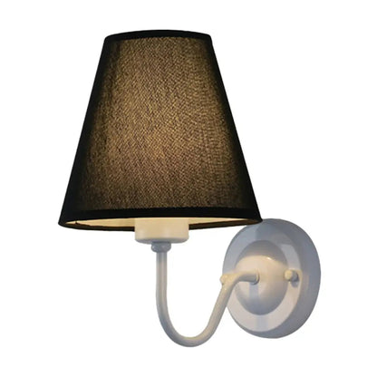 Wall Lamp Scandinavian with Tapered Fabric Shade and Curved Arm