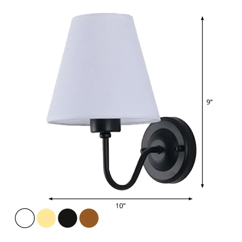 Wall Lamp Scandinavian with Tapered Fabric Shade and Curved Arm