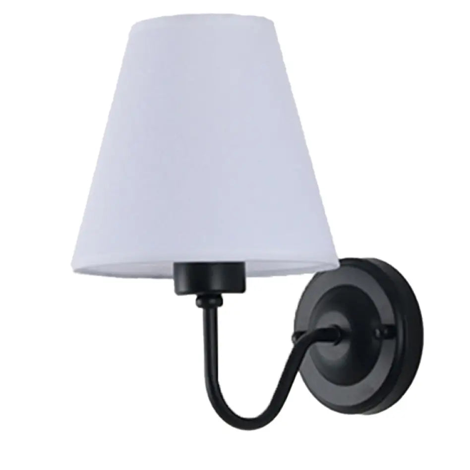 Wall Lamp Scandinavian with Tapered Fabric Shade and Curved Arm