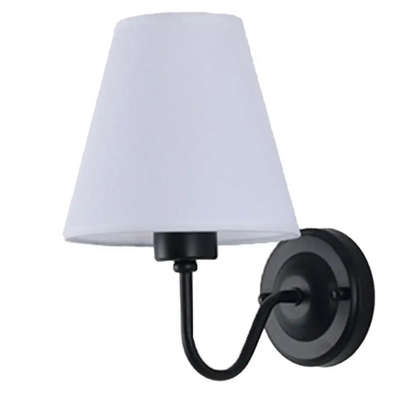 Wall Lamp Scandinavian with Tapered Fabric Shade and Curved Arm