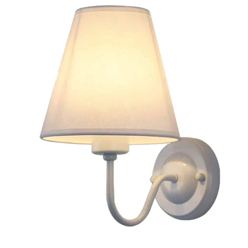 Wall Lamp Scandinavian with Tapered Fabric Shade and Curved Arm