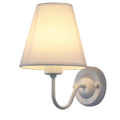 Wall Lamp Scandinavian with Tapered Fabric Shade and Curved Arm