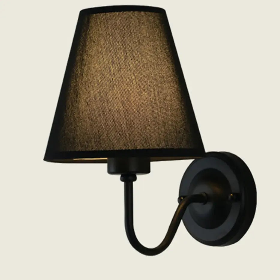 Wall Lamp Scandinavian with Tapered Fabric Shade and Curved Arm
