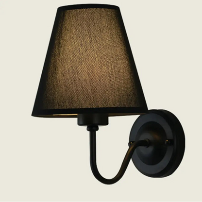 Wall Lamp Scandinavian with Tapered Fabric Shade and Curved Arm