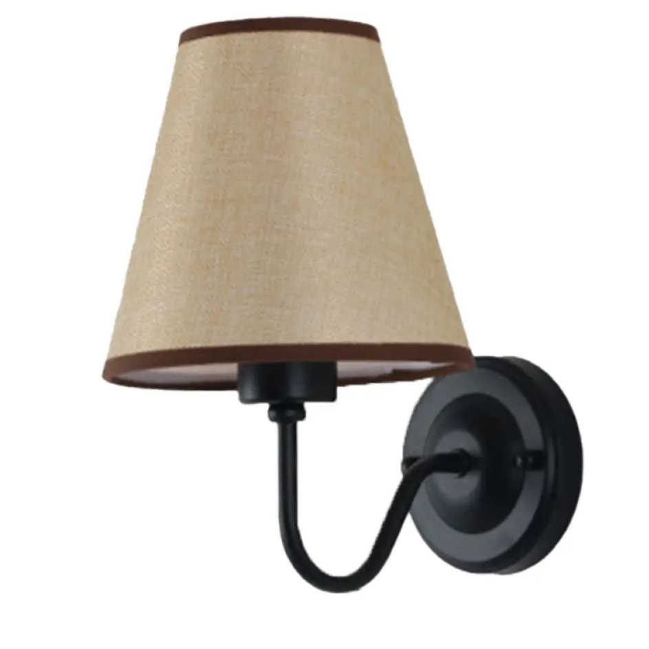 Wall Lamp Scandinavian with Tapered Fabric Shade and Curved Arm
