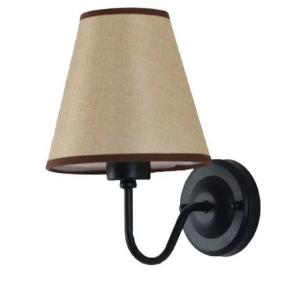 Wall Lamp Scandinavian with Tapered Fabric Shade and Curved Arm