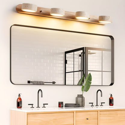 Wall Lamp Scandinavian with Travertine Stone Shades and Wood Base