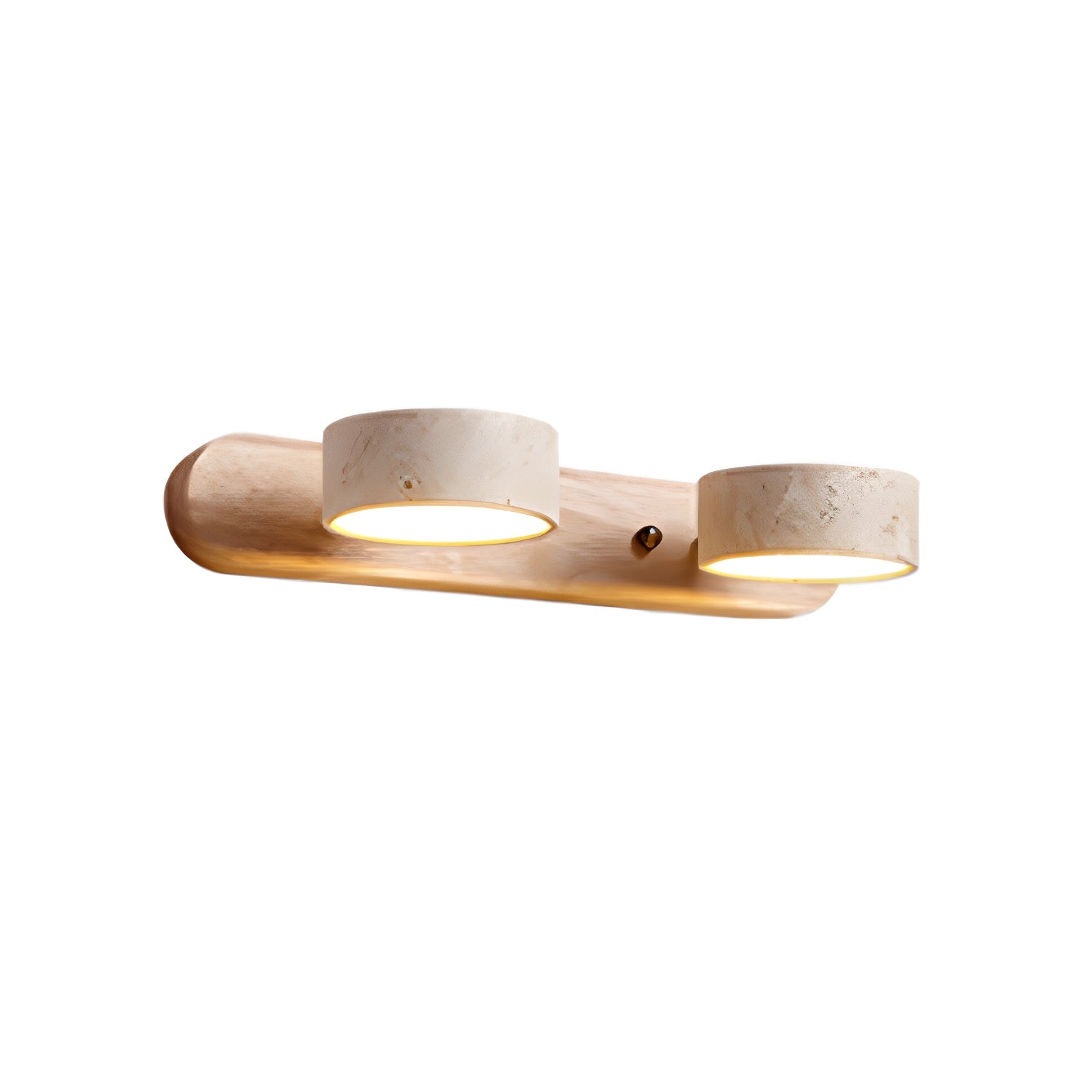 Wall Lamp Scandinavian with Travertine Stone Shades and Wood Base