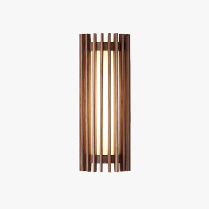 Wall Lamp Scandinavian with Wooden Slat Shade and Integrated LED