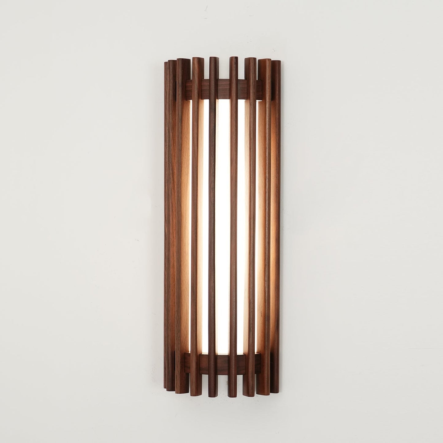 Wall Lamp Scandinavian with Wooden Slat Shade and Integrated LED
