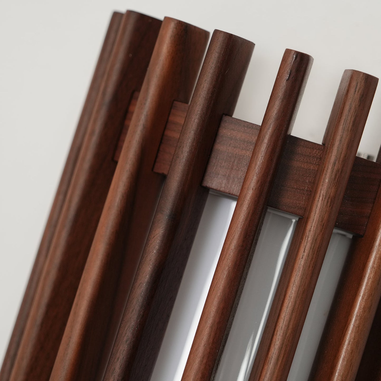 Wall Lamp Scandinavian with Wooden Slat Shade and Integrated LED