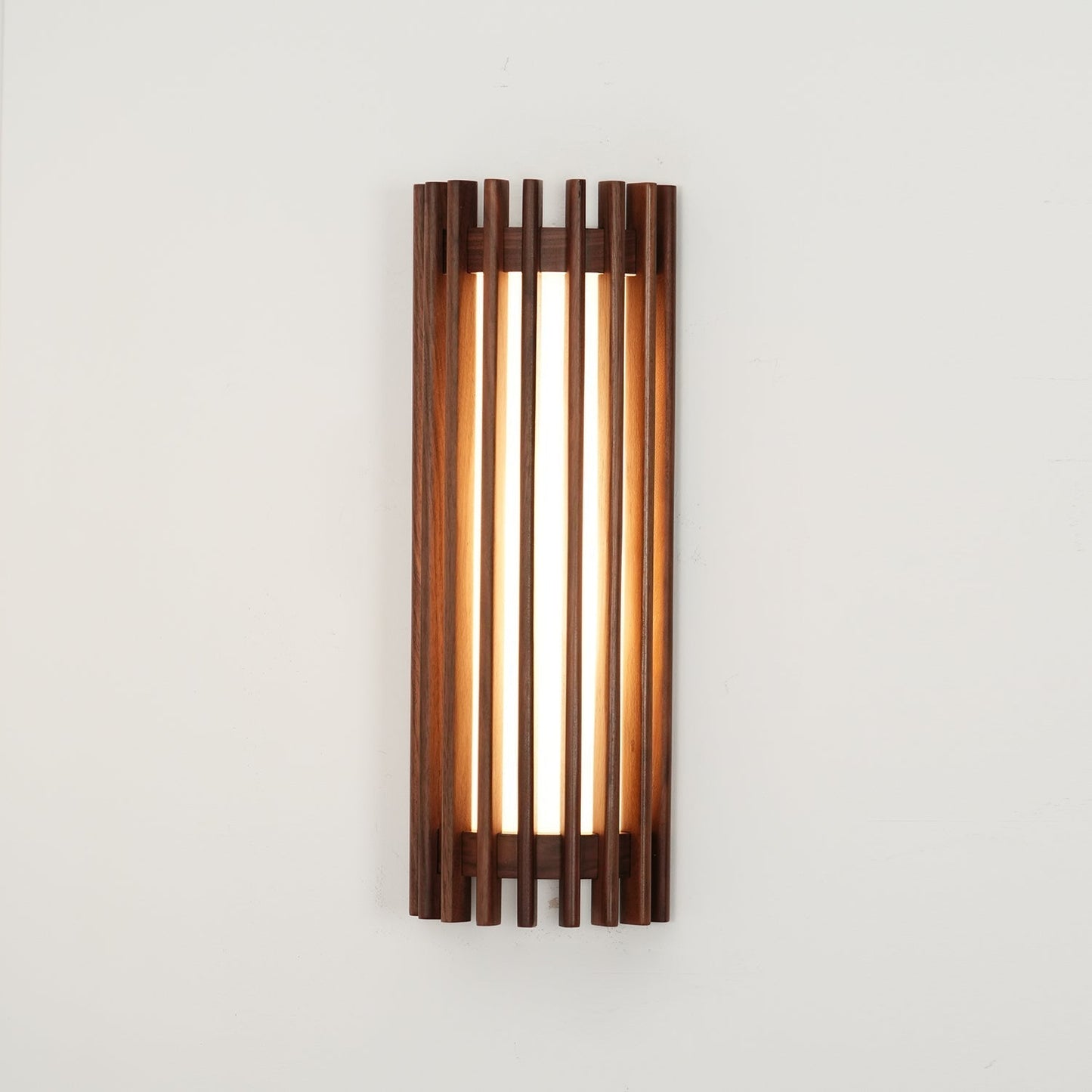 Wall Lamp Scandinavian with Wooden Slat Shade and Integrated LED