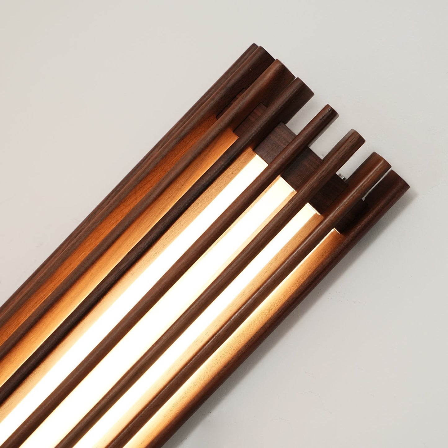 Wall Lamp Scandinavian with Wooden Slat Shade and Integrated LED