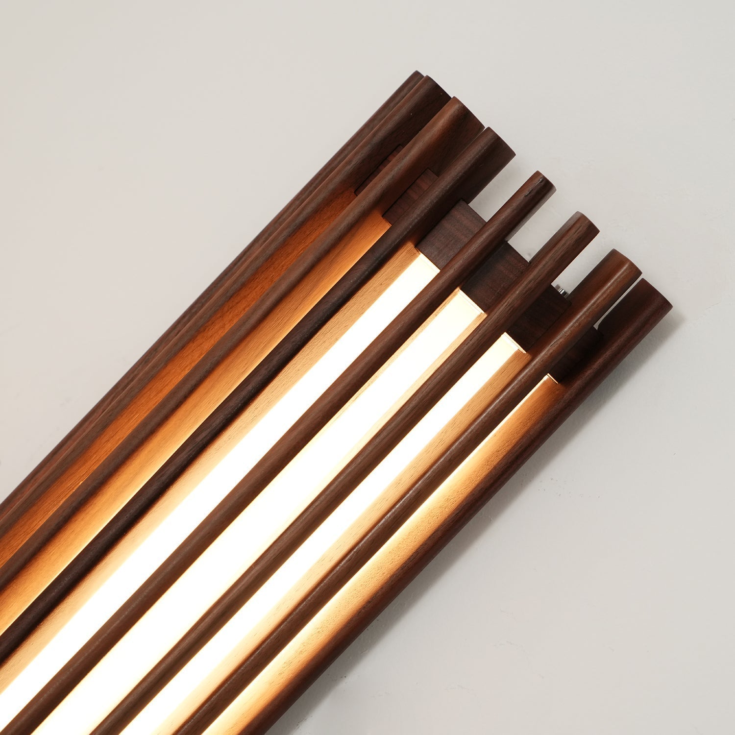 Wall Lamp Scandinavian with Wooden Slat Shade and Integrated LED