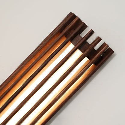 Wall Lamp Scandinavian with Wooden Slat Shade and Integrated LED