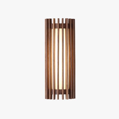 Wall Lamp Scandinavian with Wooden Slat Shade and Integrated LED