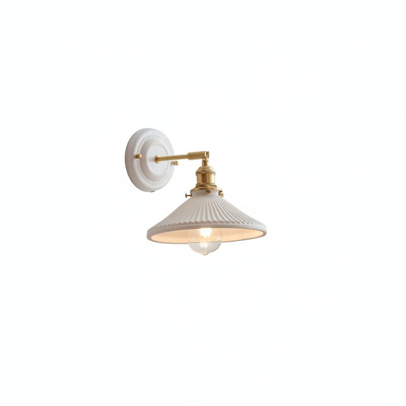 Wall Lamp Vintage Minimalist with Ceramic Shade and Brass Fitting