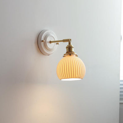 Wall Lamp Vintage Minimalist with Ceramic Shade and Brass Fitting