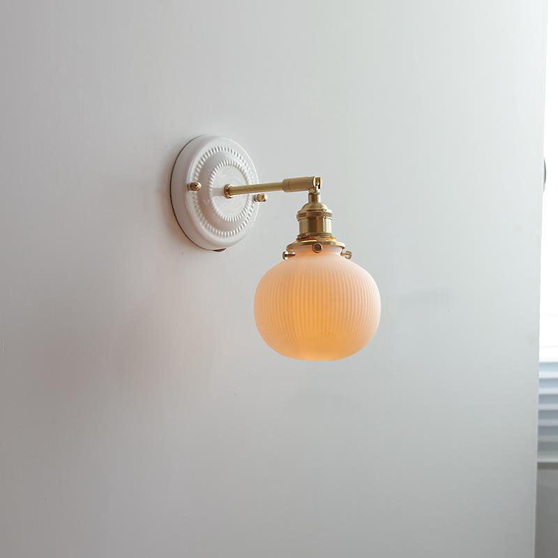 Wall Lamp Vintage Minimalist with Ceramic Shade and Brass Fitting
