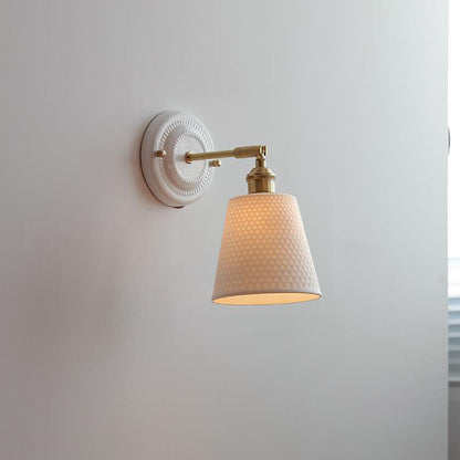 Wall Lamp Vintage Minimalist with Ceramic Shade and Brass Fitting
