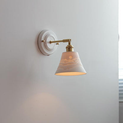 Wall Lamp Vintage Minimalist with Ceramic Shade and Brass Fitting
