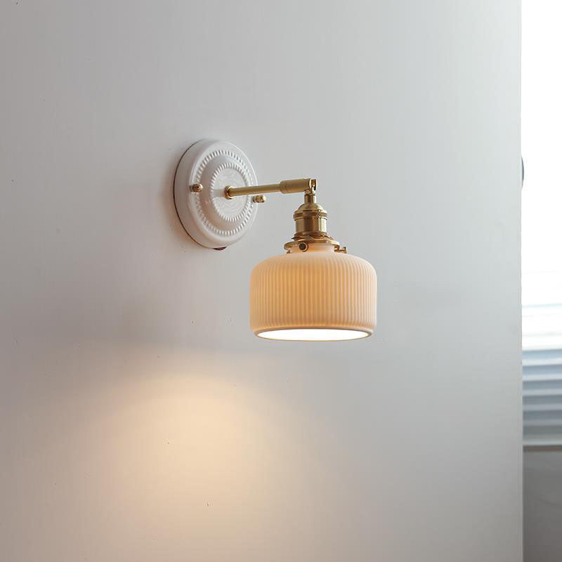 Wall Lamp Vintage Minimalist with Ceramic Shade and Brass Fitting