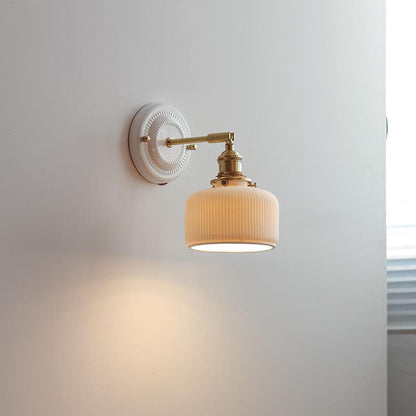 Wall Lamp Vintage Minimalist with Ceramic Shade and Brass Fitting