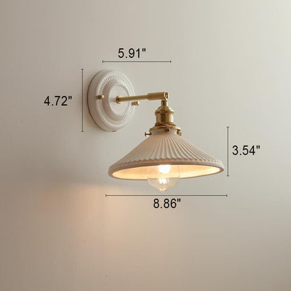Wall Lamp Vintage Minimalist with Ceramic Shade and Brass Fitting