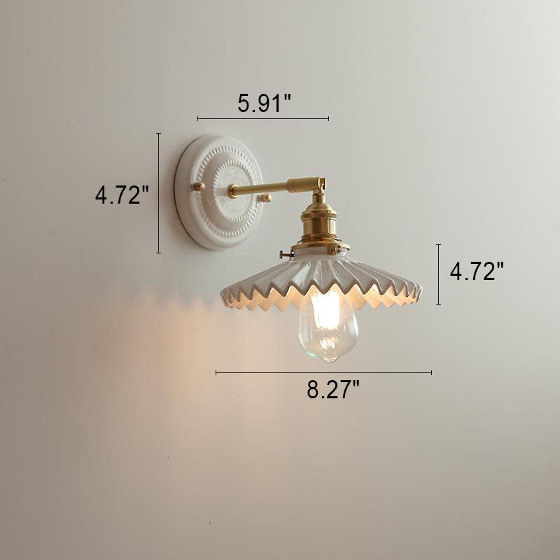 Wall Lamp Vintage Minimalist with Ceramic Shade and Brass Fitting