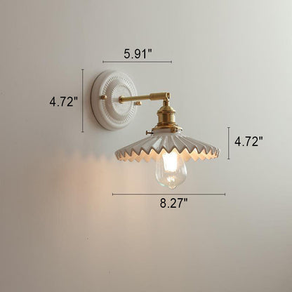 Wall Lamp Vintage Minimalist with Ceramic Shade and Brass Fitting
