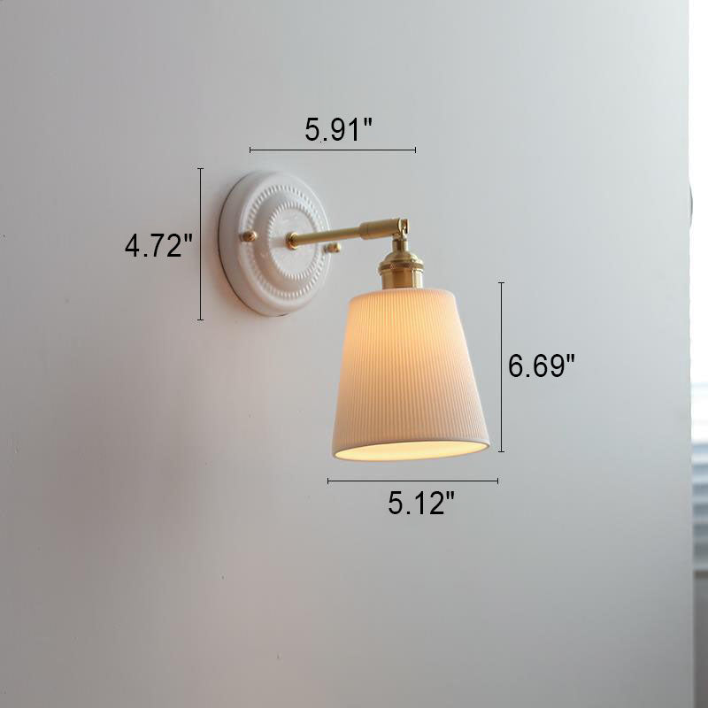 Wall Lamp Vintage Minimalist with Ceramic Shade and Brass Fitting